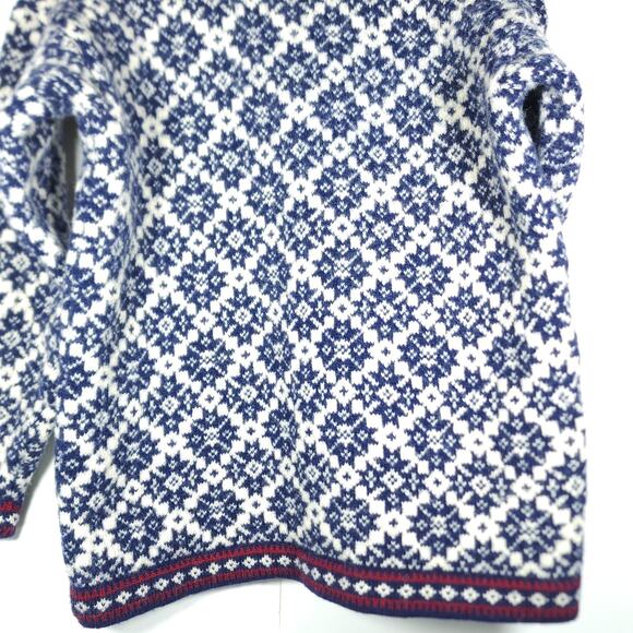 Apleks Women's Sz XS 100% Wool Blue Fair Isle Nordic Design Cardigan Sweater - Picture 9 of 10